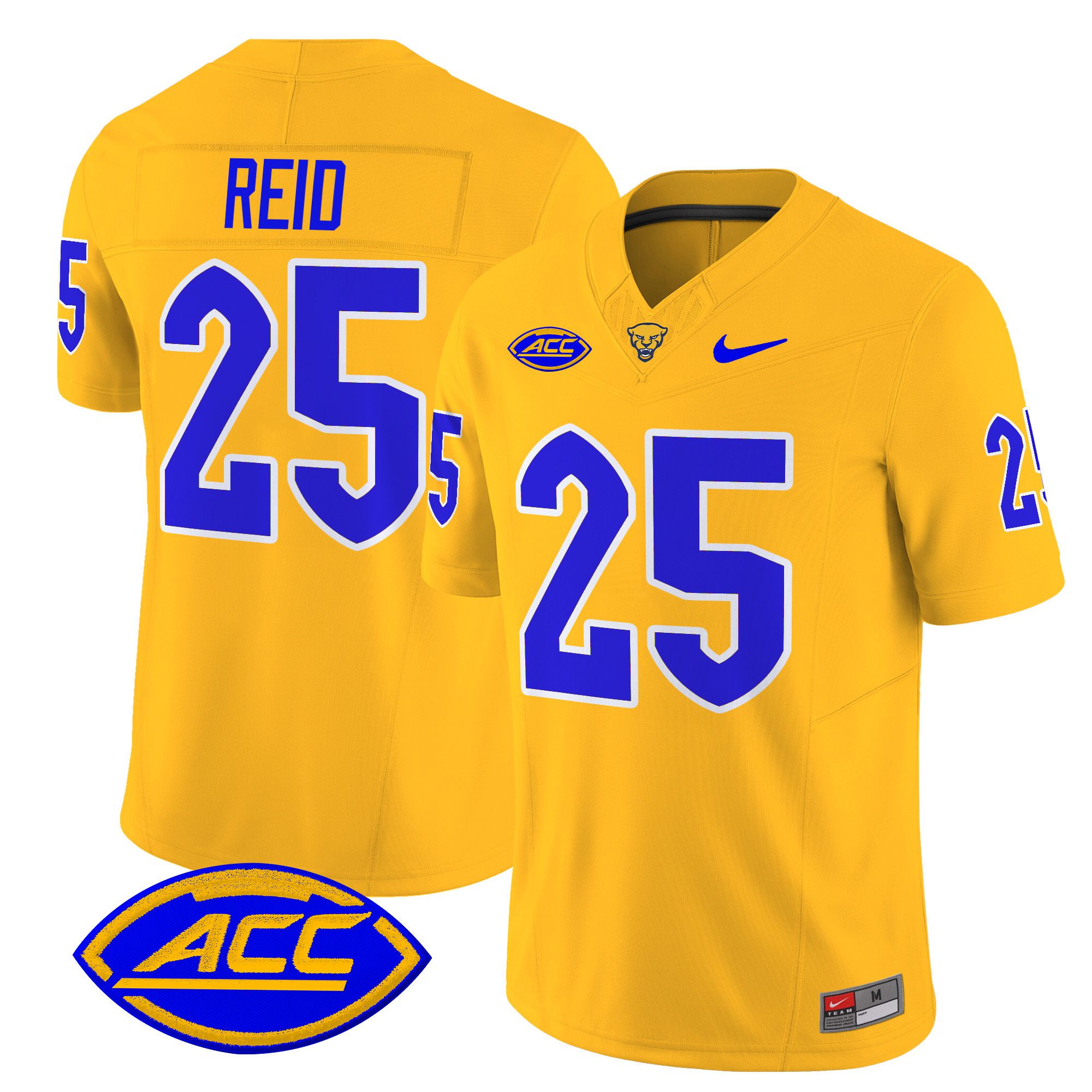 Men Pittsburgh Panthers #25 Reid Yellow Nike 2024 Vapor Limited NCAA Jersey